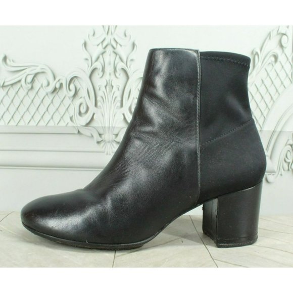 Vero Cuoio Shoes - Vero Cuoio Black Leather Side Zipper Ankle Heeled Boots Size 6.5 M